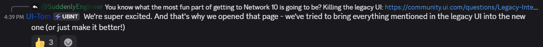 Discord capture of UI-Tom replying about work on the new interface