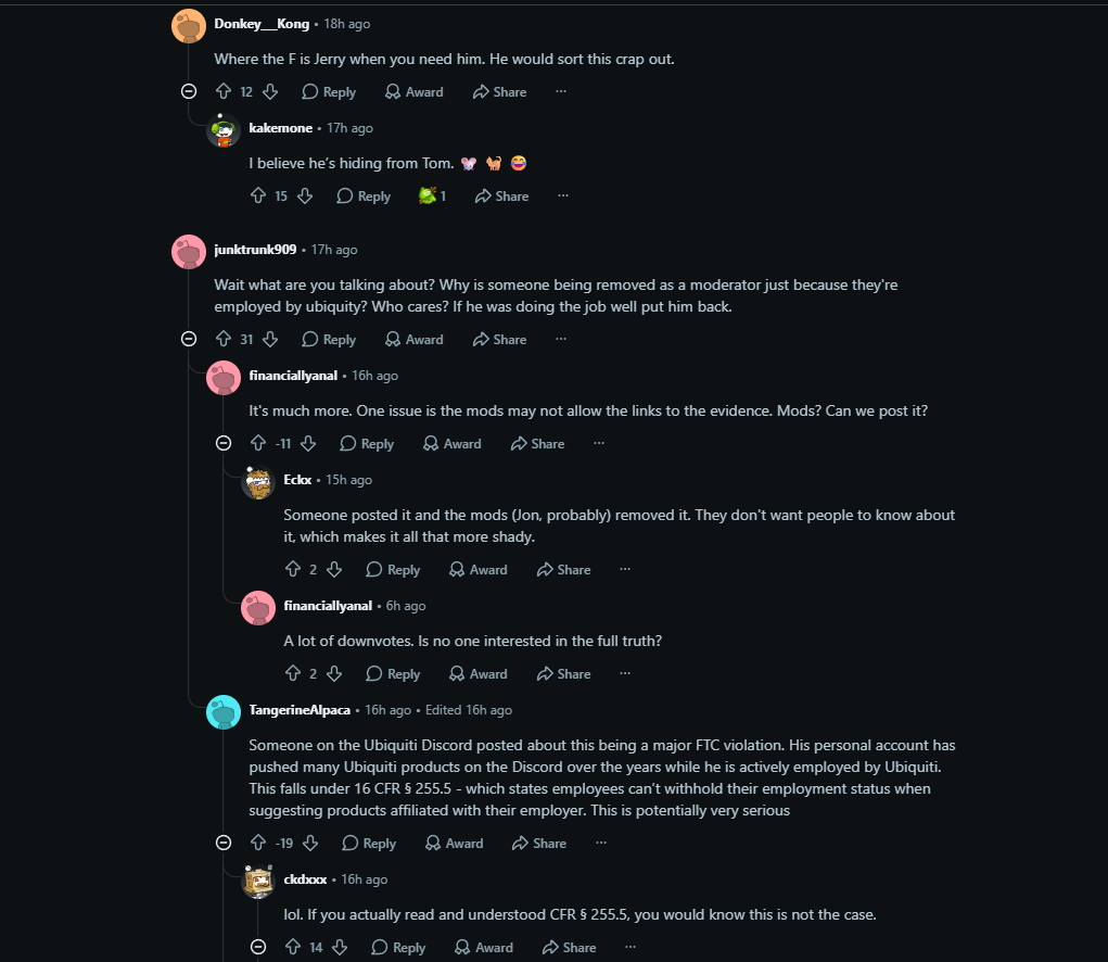 Reddit discussion of 16 CFR 255.5 with a skeptical reply