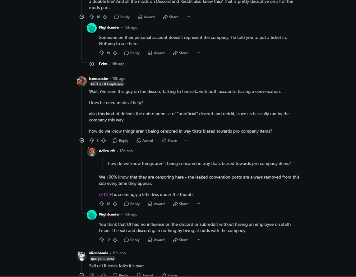 Reddit discussion about unofficial status, censorship, and convention leaks